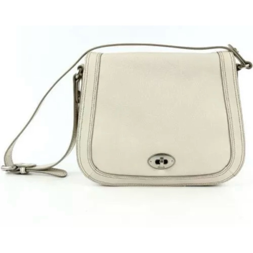 Fossil Marlow Leather Flap Crossbody Bone White Ivory Shoulder Purse Handbag​